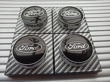 SET OF 4 BLACK FORD 60MM ALLOY WHEEL CENTRE CAPS FOCUS FIESTA KA KUGA