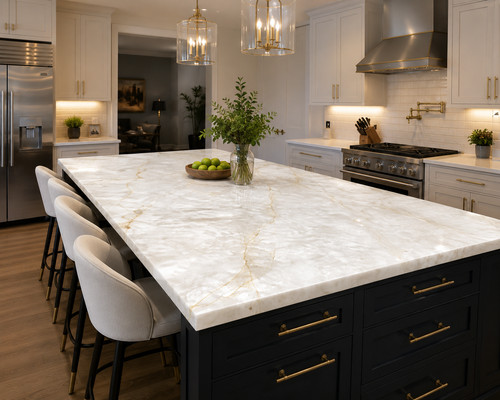 Elegant white quartz - elegant, kitchen