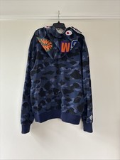 A Bathing Ape Bape Camo Shark Camouflage Full Zip Hoodie Size Medium Blue Camo