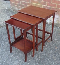 Edwardian antique nesting tables solid mahogany table nest lamp side coffee