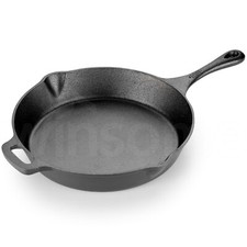 Cast Iron Skillet Pan, VonShef Black Pre-Seasoned Frying Pan Griddle Cooking