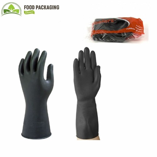 Heavy duty black rubber gloves - heavy,