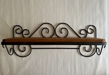 Vintage Wrought Iron and Wood Wall Shelf 18"L x 5"W x 7"H