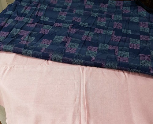 Vintage pink and blue viscose - pink,