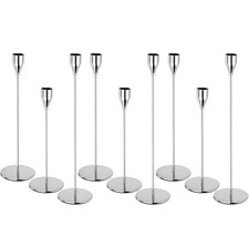 9 Silver Taper Candle Holders