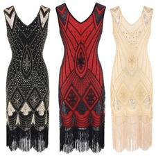 V-neck Dress 1920S Tassel