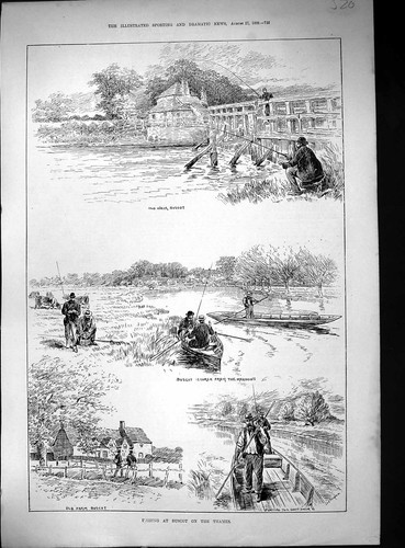 Old 1889 fishing buscot - fishing, river