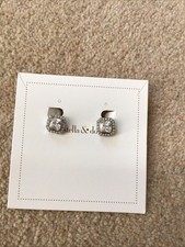 Stella & Dot Rhinestone Square Clip Earrings Unworn Deco Style