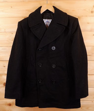 Vintage DSCP Wool Military Pea Coat Jacket 40 Reg Black