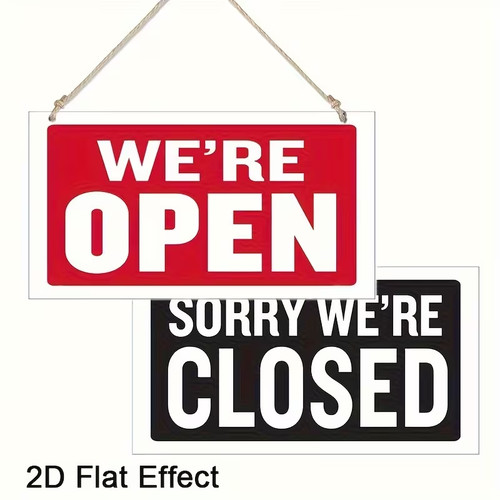 Open closed sign double - open,