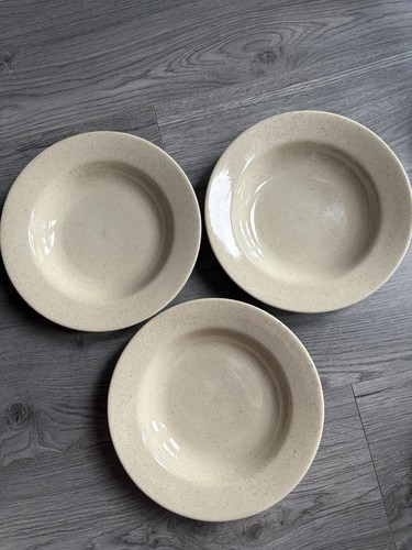 Beige speckled ceramic soup - speckled,