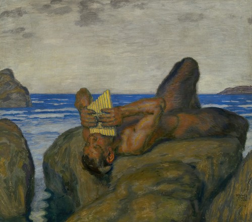 Franz von stuck - blowing, faun