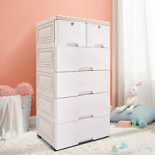 Plastic 6 Drawers Dresser Storage Cabinet Bedroom Chest Closet Organizer White