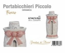 Portabicchieri Grandi e Piccoli in Ceramica con Fiocco Vari Colori Shabby Chic