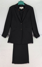 Larry Levine Suits Career Professional Pants Suit 2 pc Lined Black EXC Wms 12