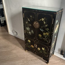 Oriental Black Lacquer Cabinet