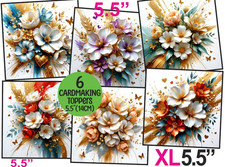 Floral Cardmaking Card TOPPERS Anniversary/Birthday Scrapbooking XL 5.5" Tags