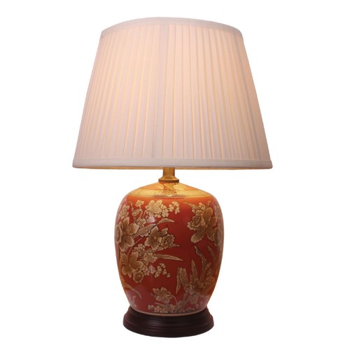 Red ceramic lamp oriental - ceramic,