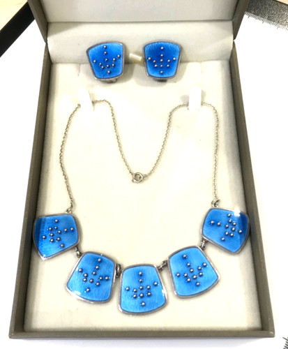 Norway silver enamel necklace - silver,