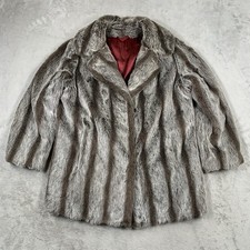 Vintage Fur Coat L Grey