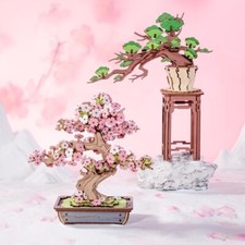 Rolife 3D Wooden Puzzle Evergreen Pine Bonsai & Sakura Bonsai Model Kits Gifts
