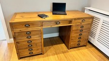 Large Waxed Pine Pedestal Desk