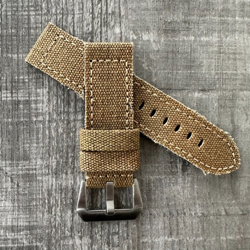 24mm brown frayed canvas - frayed, watch
