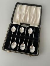 SET OF SIX ART DECO SILVER TEA COFFEE BEAN SPOONS London 1921