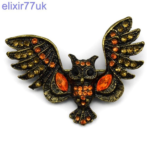 Stunning gold wise owl orange - gold,