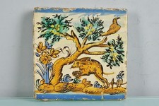 Antique Spanish handpainted wall tile 17-18.Century