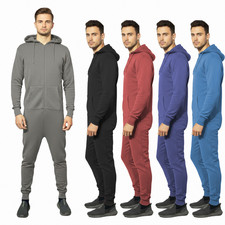 Mens Snuggle Warm Soft Fleece Hooded Zip 1Onesie All In One Jumpsuit Pyjamas UK
