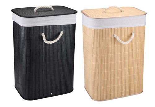 Bamboo laundry basket with - bamboo, lid