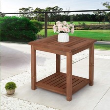Square Coffee Tea Drinks Side Table Wooden Indoor Outdoor Garden Patio Table
