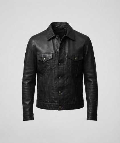 Black western trucker leather - black,