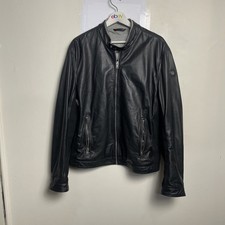 Diesel Sheepskin Leather Jacket Womens XXL 2XL Black Full Zip Cotton Shirt Lined