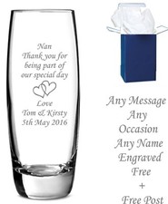 Personalised engraved glass vase birthday wedding bridesmaid, mam nanny gift