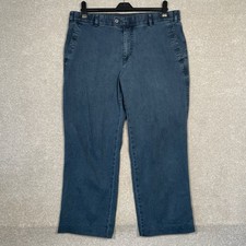 Bruhl Stretch Plus Chinos Trousers Blue/Grey Straight Leg Chambray Men’s W36”