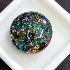 Natural 10-12 Ct Australian Black Fire Opal Round Cabochon Loose Gemstone JM175