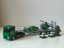 Green Truck/Lorry Transporter + Helicopter + Car Model Diecast Toy 1:64 Scale