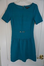 White House Black Market Ponte Knit Drop-Waist Dress Teal Size 4