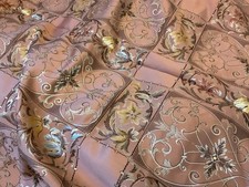 Large Qty Vintage Silky Fabric Gorgeous Material Peach Colour &  Gold & Blue 