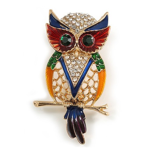 Multicoloured crystal owl - multicoloured,