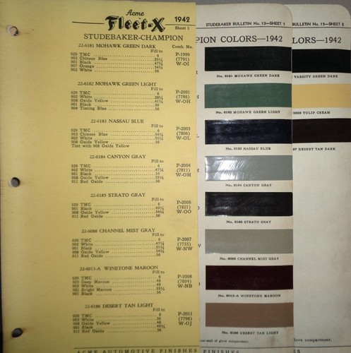 1942 studebaker color chip - studebaker,