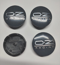 4x 56mm Black Carbon Fibre OZ  Racing Wheels Centre Caps Decals  Emblems Logo