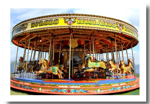 Horse carousel greeting - horse, card