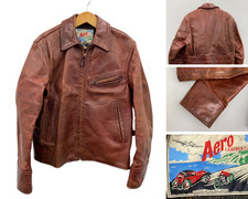 Aero Leather Single Riders Jacket Horsehide Brown Size 36 Vintage