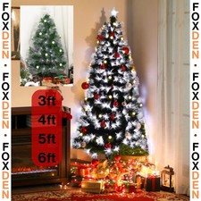Artificial Christmas Tree Prelit White Light LEDs Star Topper & Stand 3/4/5/6ft