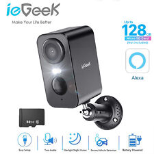 ieGeek Outdoor Security Camera 2K Wireless Home WiFi Battery CCTV System SD Card