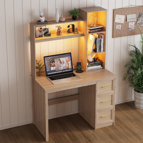 Home office desk with hutch - home,