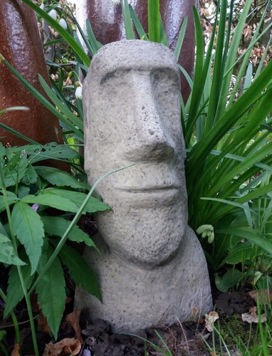 Stone garden moai head - garden,